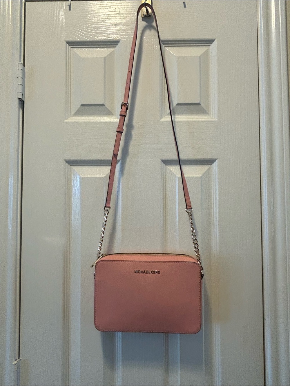 Michael Kors Pink Crossbody Camera Bag with Chain Strap